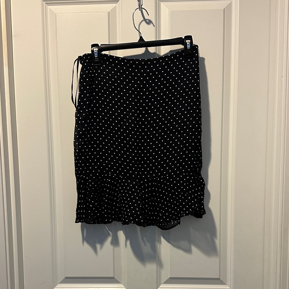 Vintage Ralph Lauren Black and White Polka Dot  Skirt with ruffle hem